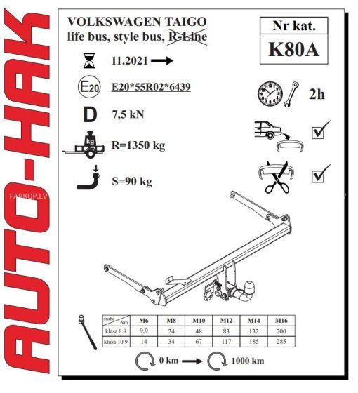 Auto sakabes āķis VW TAIGO